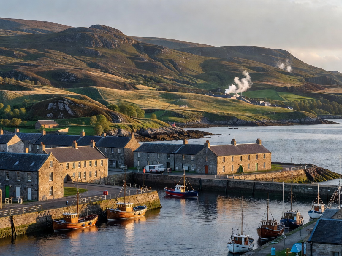 Working harbour landscape representing Campbeltown