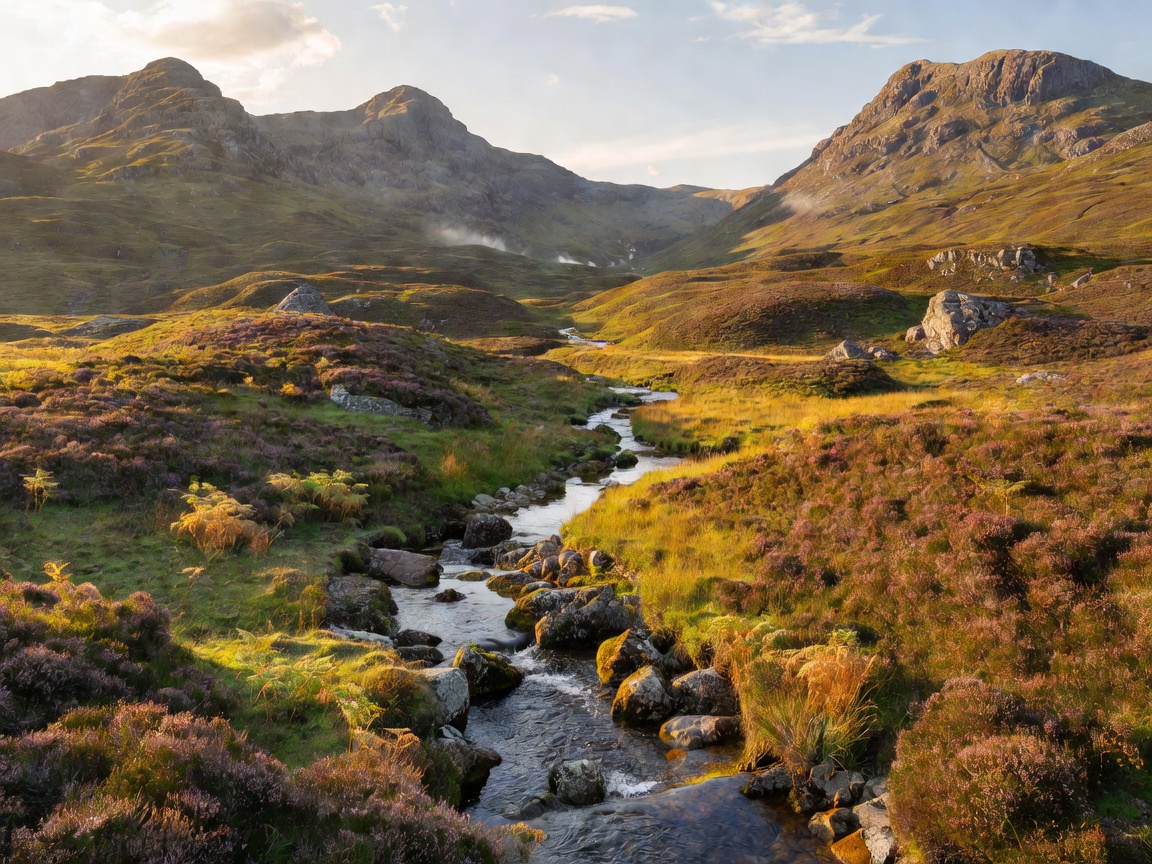 Mountain and glen landscape representing the Highlands